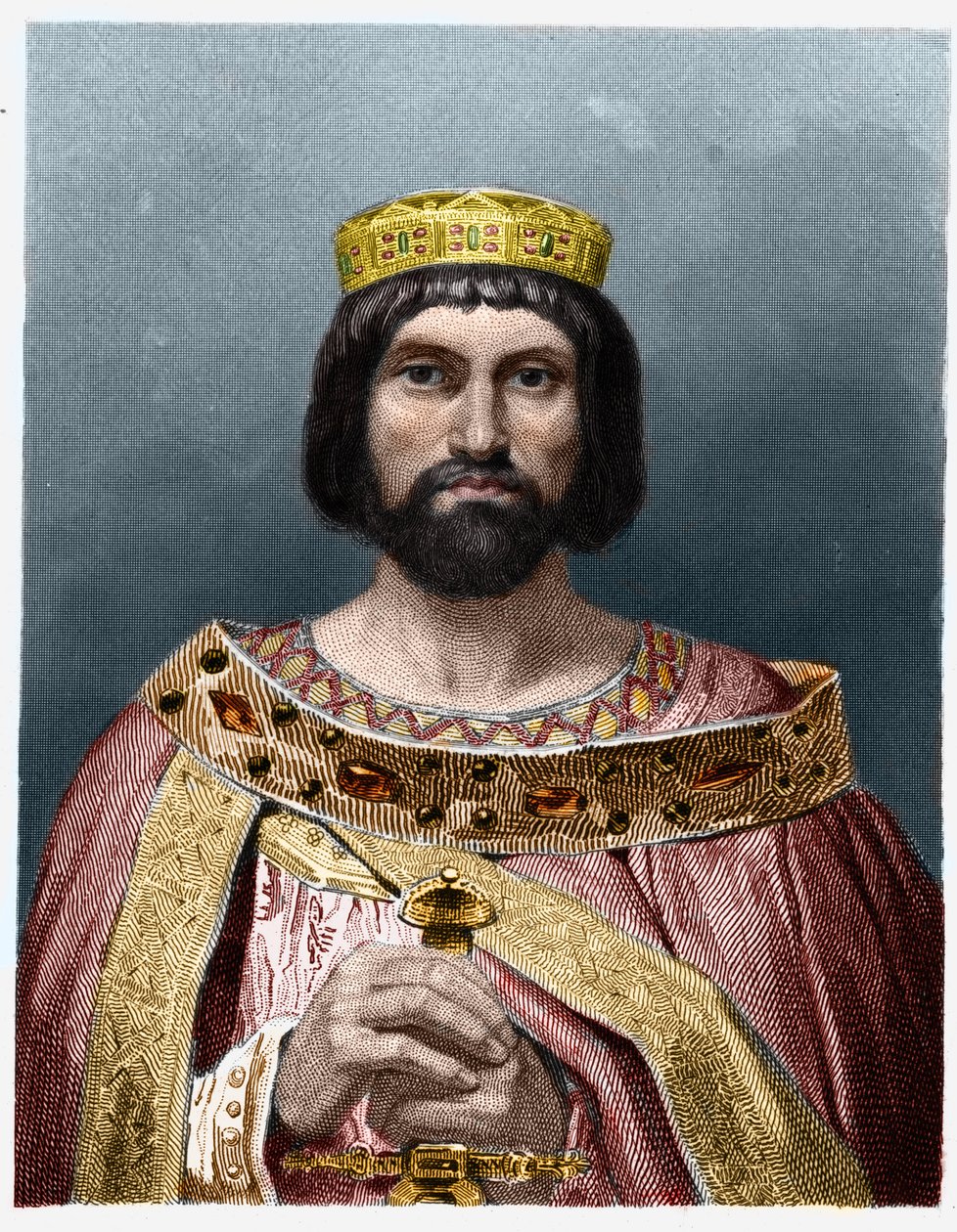 صورة لتيري الأول (؟ - 533) ، ملك أستراسيا - في "" Histoire des Francais "" للافالي ، نقش ، sd. بواسطة المدرسة الفرنسية