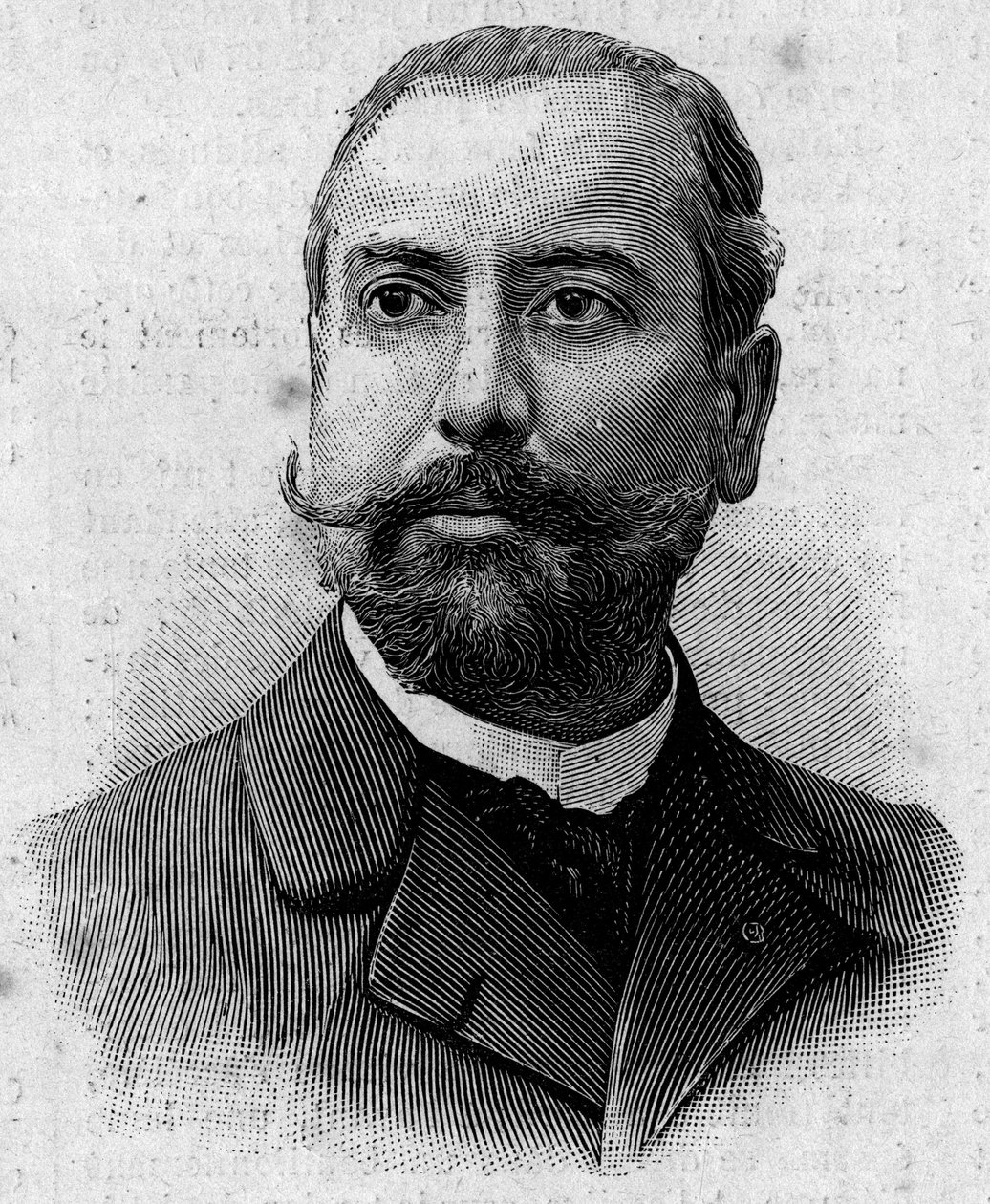صورة لفيكتور تيوفيل ليوتارد (1858-1916) ، الصيدلي الفرنسي والمستكشف الاستعماري. نقش في "" Journal des Voyages "" بتاريخ 29 يناير بواسطة المدرسة الفرنسية