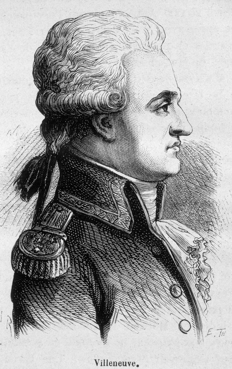 صورة فيلنوف ، الأدميرال الفرنسي (1763 - 1806) ، بدأ معركة ترافالغار ، التي كانت كارثة ، ثم انتحر - في فيلم "L'Histoire de France" بقلم هنري مارتن بواسطة المدرسة الفرنسية