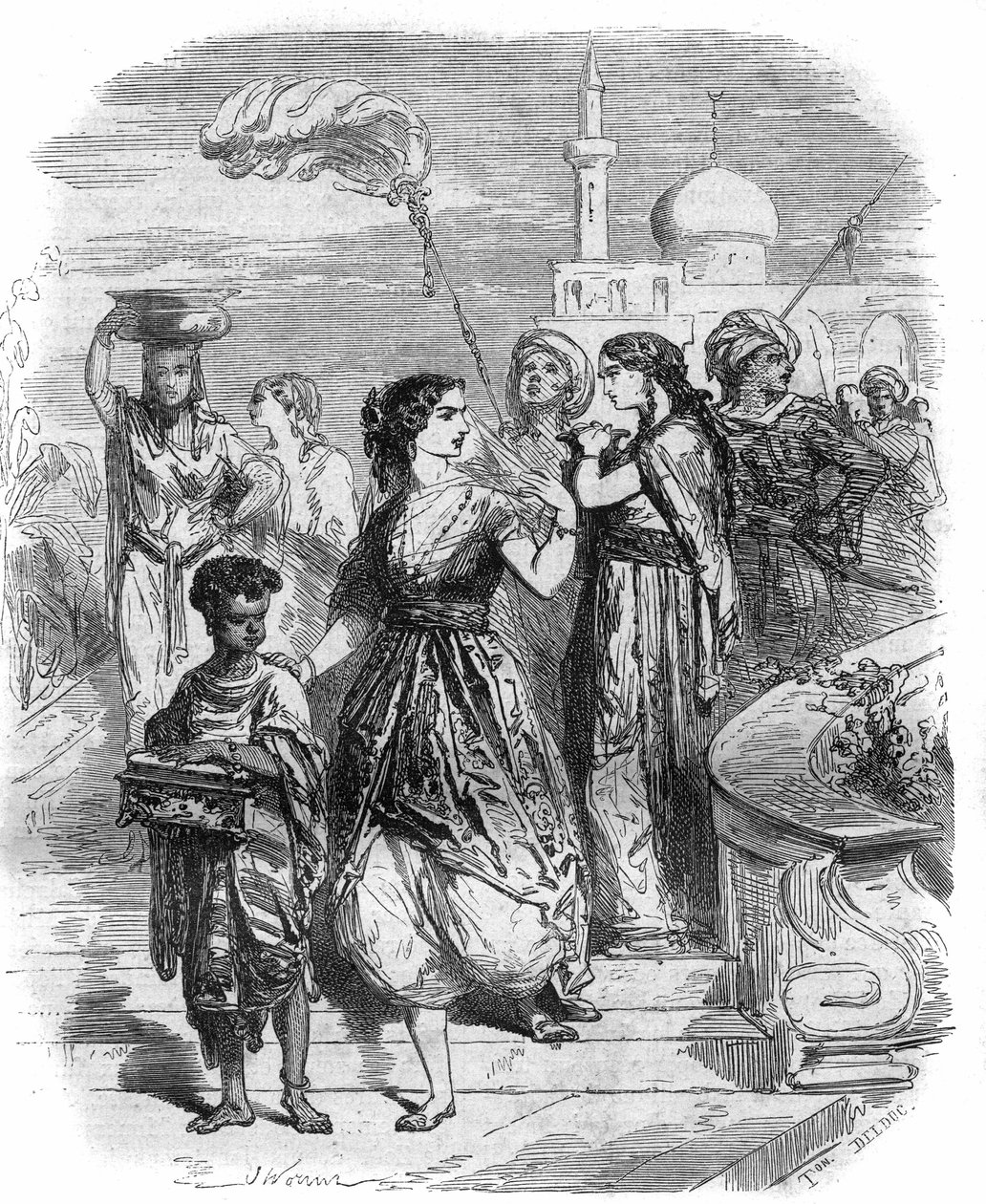 صورة للإمبراطورة البيزنطية زوي لا بورفيروجينيتي (978-1050) نقش في "Histoire des Papes-King-Queen-and-Empereurs à travers les years" بقلم موريس لاكاتر بواسطة المدرسة الفرنسية