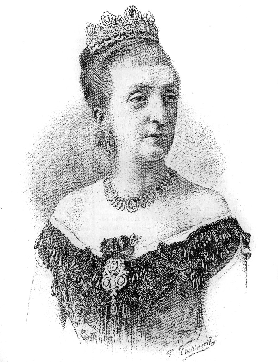 صورة لكونتيسة باريس ، ماري إيزابيل (ماري إيزابيل) دورلينز (1848-1919). نقش في "" Le Monde Illustré "، ٢٢ مايو ١٨٨٦. بواسطة المدرسة الفرنسية