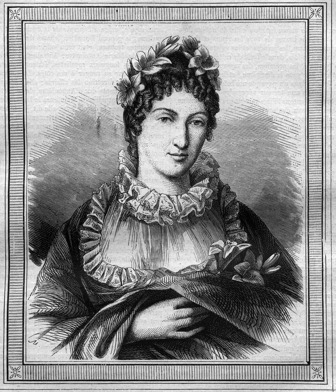 صورة لدوقة أنغوليم ماري تيريز شارلوت من فرنسا المعروفة باسم مدام رويال (1778-1851) نقش في "Histoire des Papes-Rois-Queen and Empereurs عبر القرون" لموريس لاكاتر بواسطة المدرسة الفرنسية