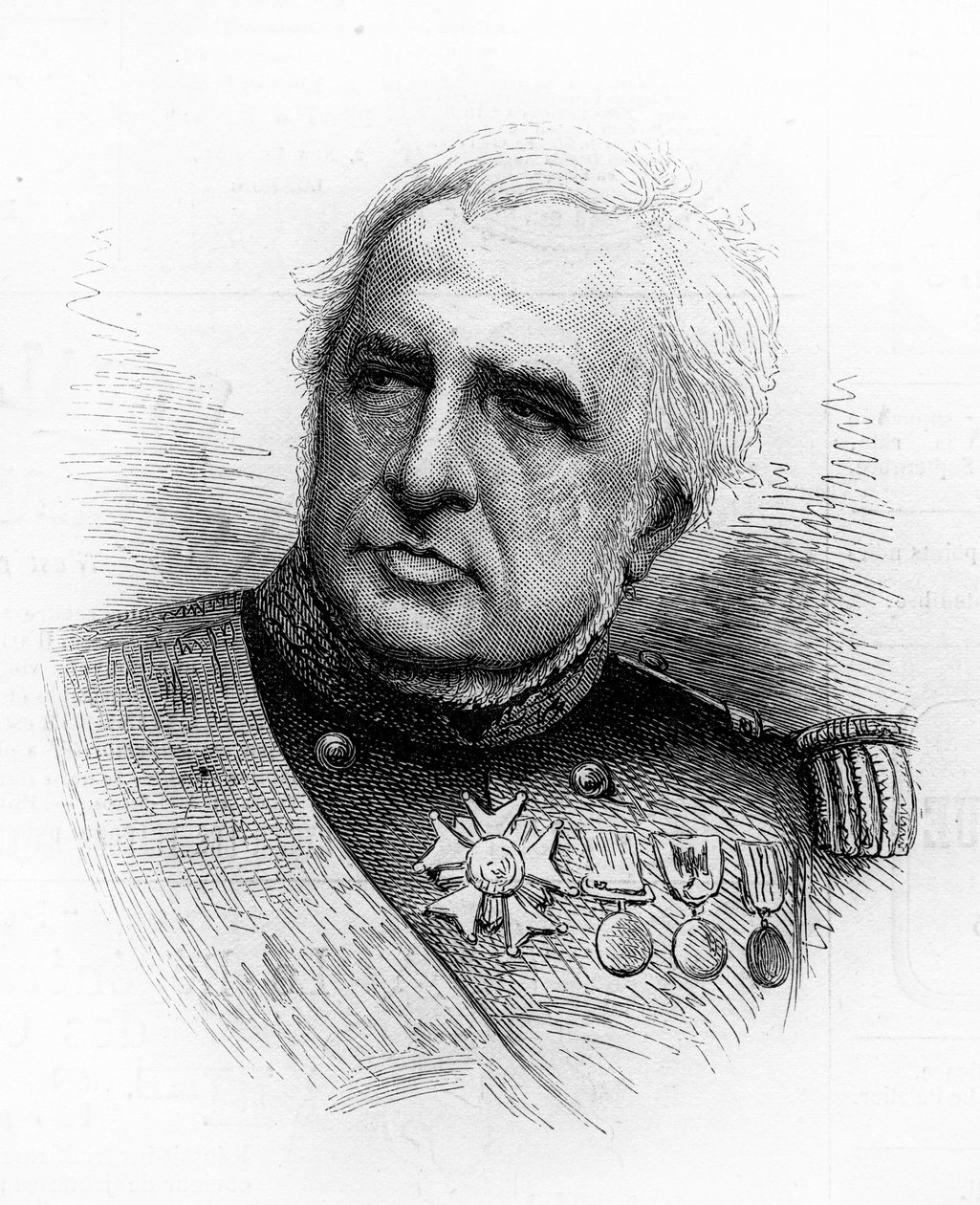 صورة للأدميرال الفرنسي كميل أدلبيرت ماري دي لا رونسير لو نوري (1816-1881). نقش في "" Le Monde Illustré "" رقم 1260 بتاريخ 21 مايو 1881. بواسطة المدرسة الفرنسية