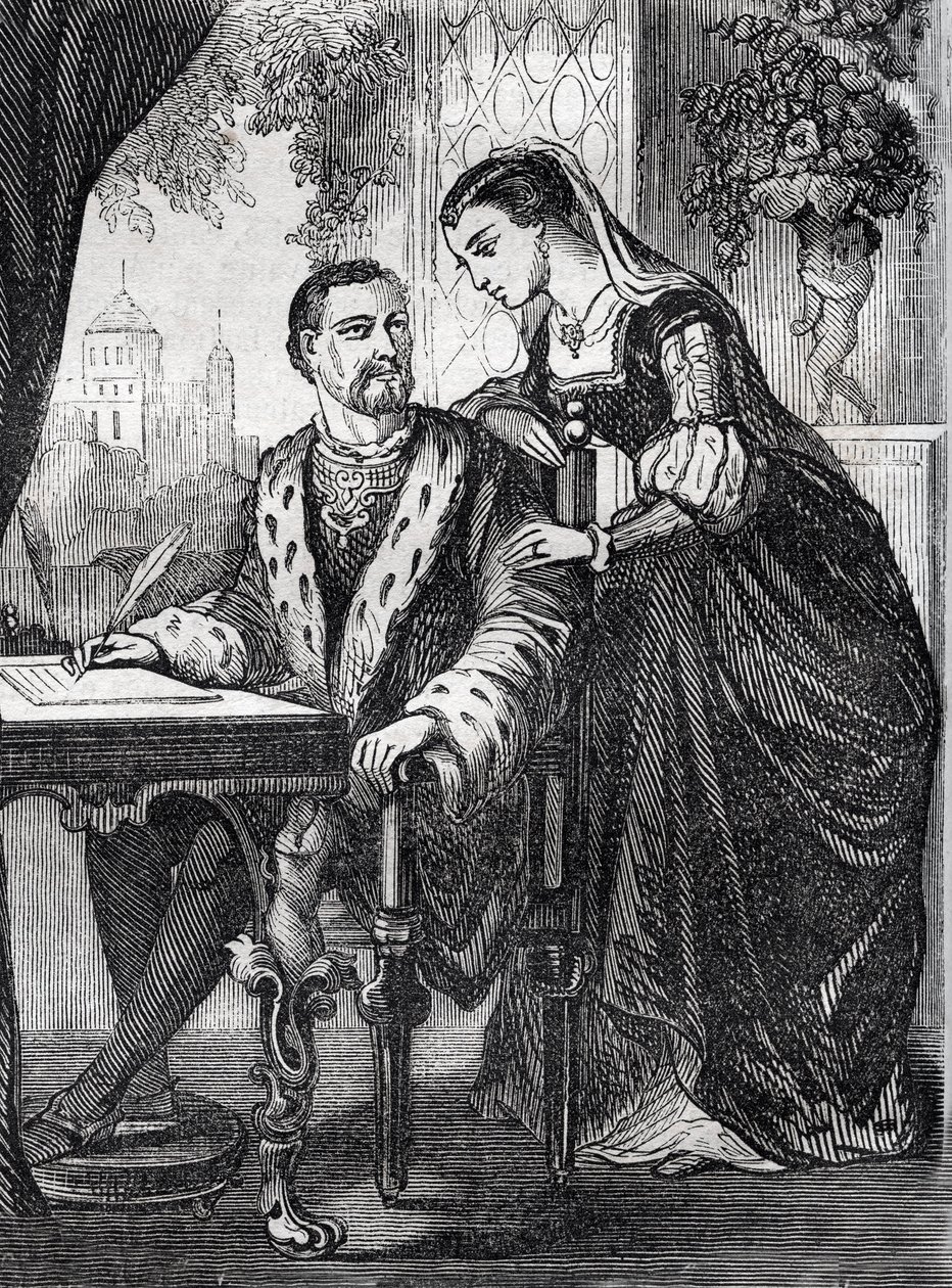صورة لملك فرنسا هنري الثاني (1519-1559) وديان دي بواتييه (1499-1566) "(صورة لملك فرنسا هنري الثاني وديان من بواتييه) - نقش - بواسطة المدرسة الفرنسية