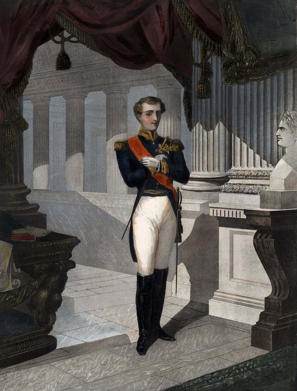 صورة لملك روما نابليون الثاني ، دوق رايششتات (1811-1832) ابن الإمبراطور نابليون الأول (1769-1821) "نقش لبيرنيل بواسطة المدرسة الفرنسية