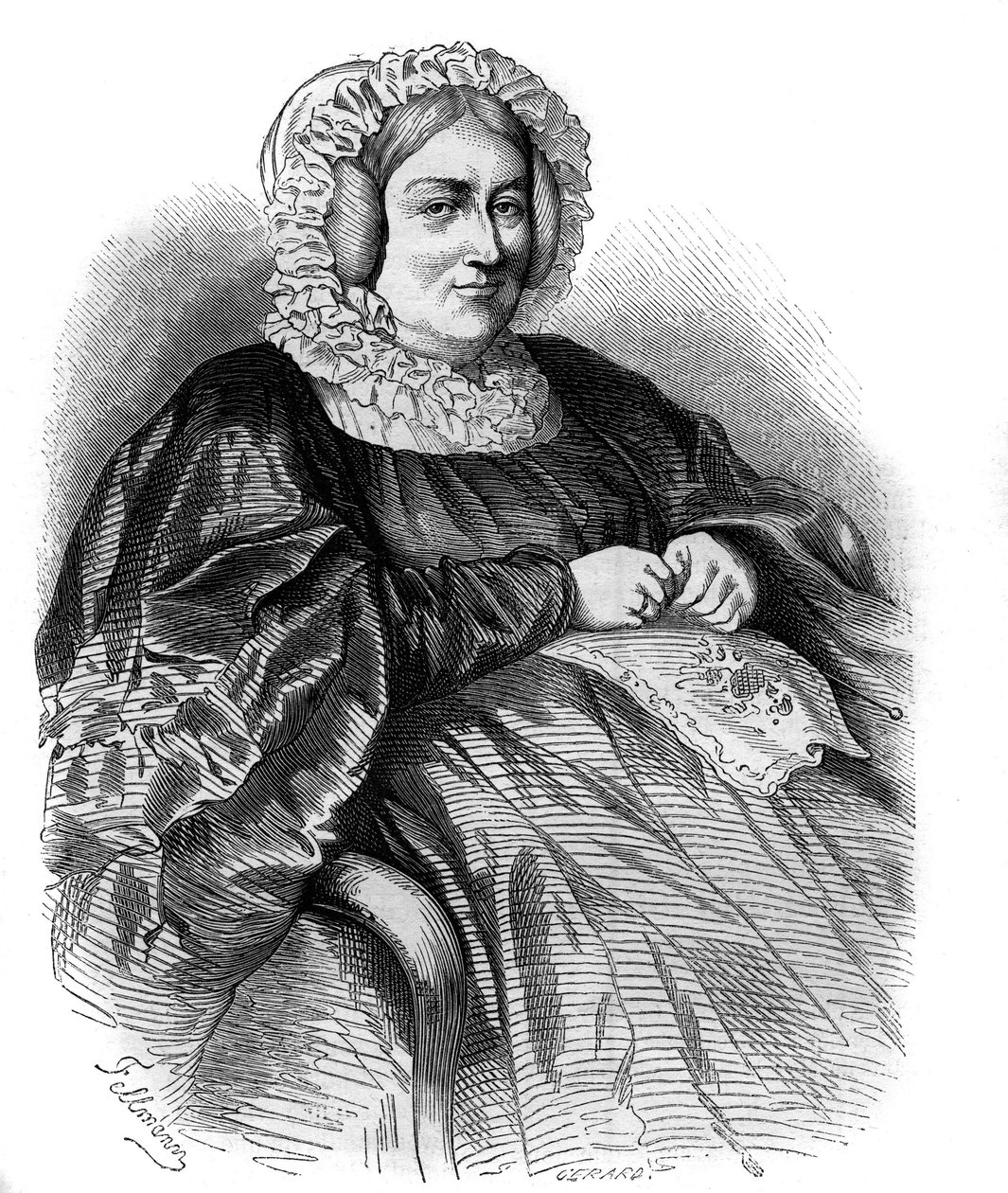 Portrait of the Marquise de La Rochejaquelein (La Rochejaquelein) (nee Marie Louise Victoire de Donnissan or Donissan) (1772-1857), French writer. Engraving from 1858. بواسطة المدرسة الفرنسية