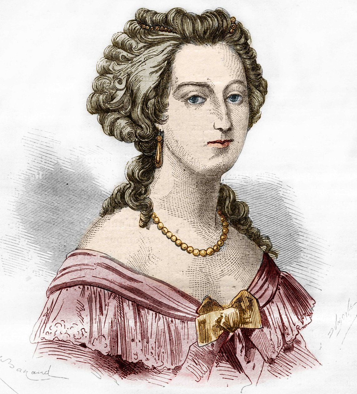 صورة لماركيز بوفلر ماري فرانسواز كاثرين دي بوفاو كرون (1711-1787). نقش في "تاريخ الدعارة والفجور بين جميع شعوب العالم من العصور القديمة وحتى يومنا هذا" للدكتور ث. -F. ديبريه. 1879. بواسطة المدرسة الفرنسية