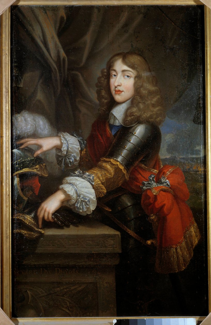 Portrait of the Prince of the House of Stuart formerly James II, King of Great Britain and Ireland (1633-1701) Painting of the French School 17th century. Dim. 1,45 x 0,93 m. بواسطة المدرسة الفرنسية