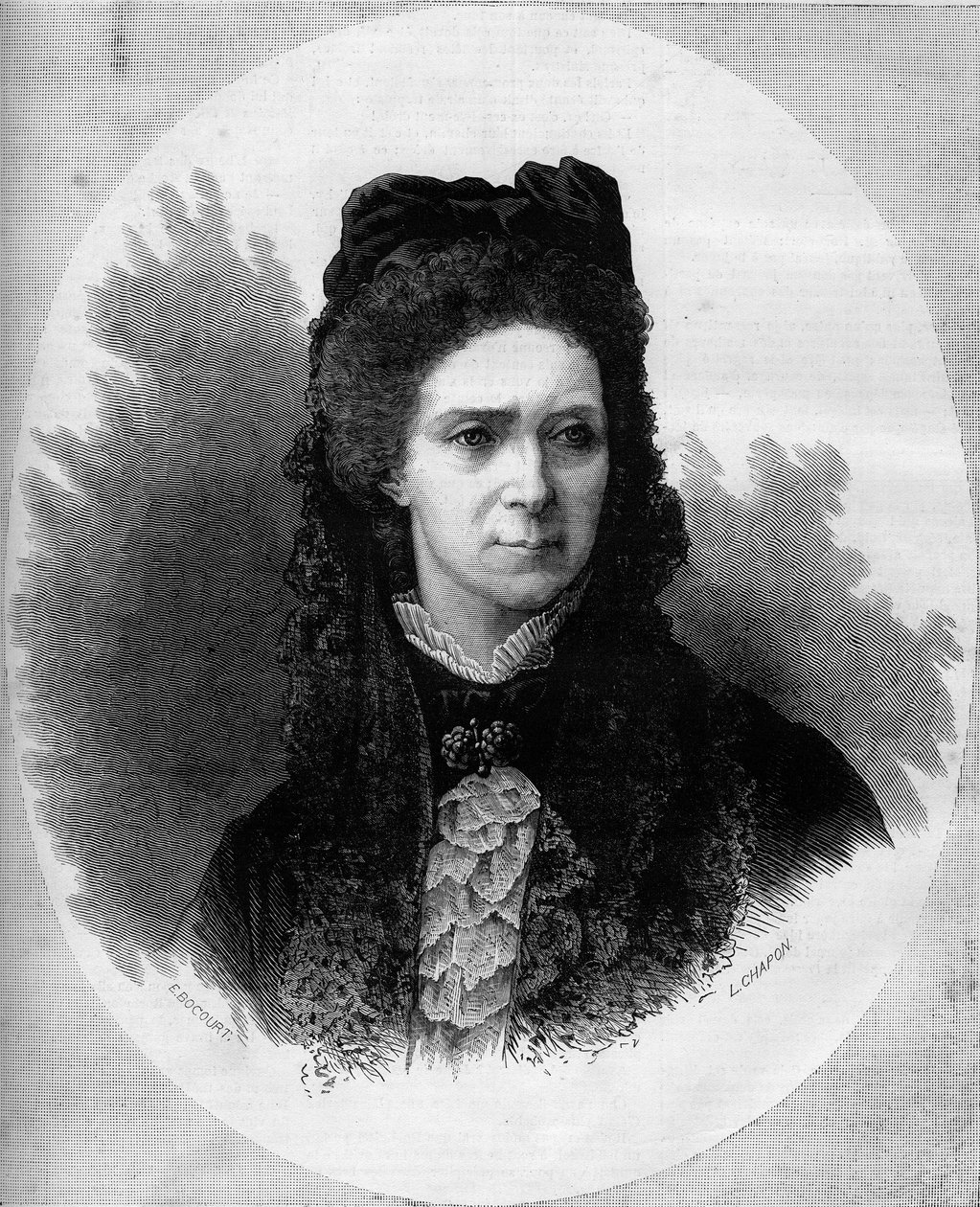 صورة للإمبراطورة الروسية ماريا ألكساندروفنا (1824-1880) ، والأميرة ماري أميرة هيس ونهر الراين (ماكسيميليان فيلهلمين ماري). نقش في "" Le Monde Illustré "" رقم 1211 بتاريخ 12 يونيو 1880. بواسطة المدرسة الفرنسية