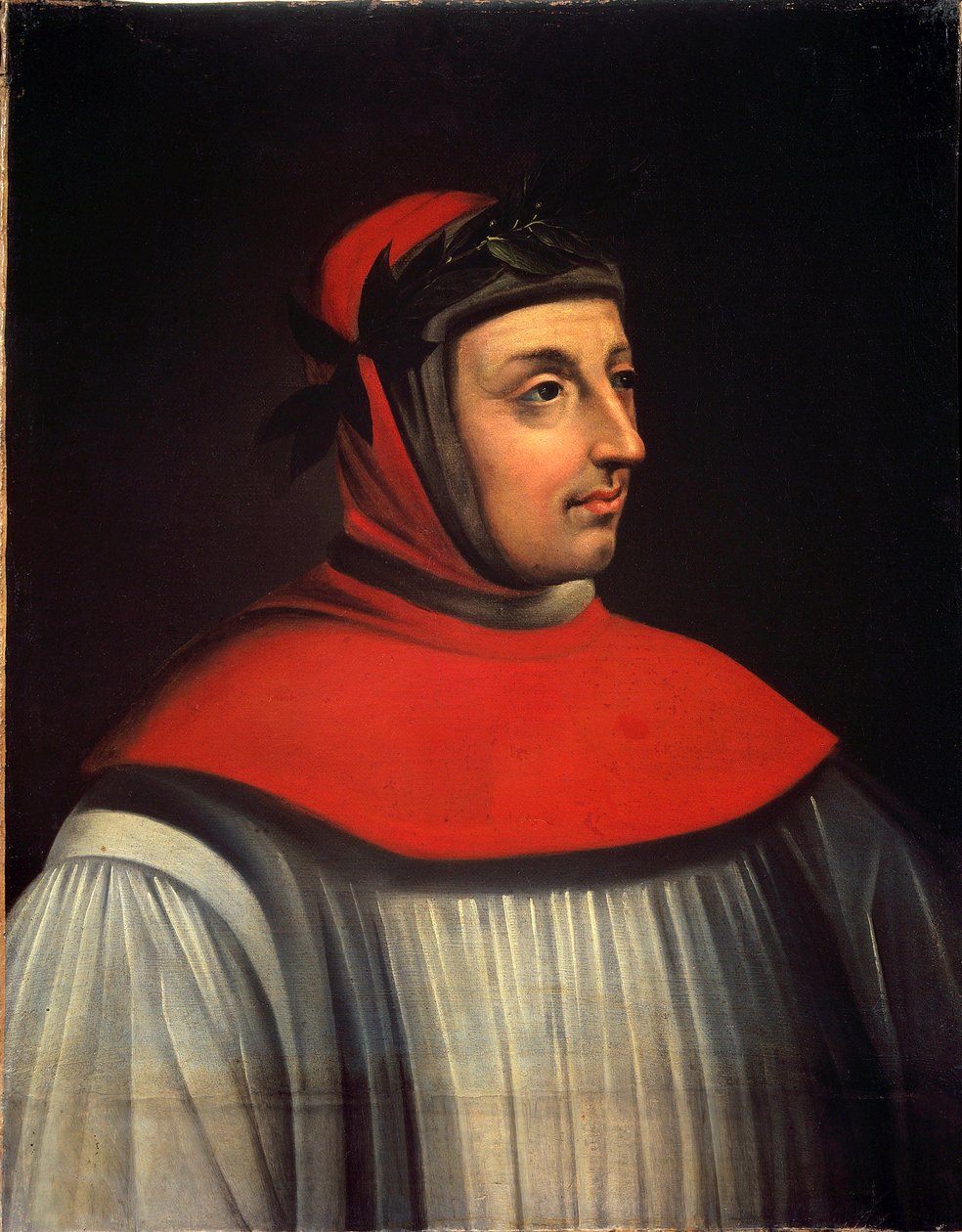 Portrait of the poet Francesco Petraca dit Petrarque (1304-1374) Painting of the French School of the 17th century. Dim. 0,73 x 0,57 m Versailles. Musee Du Chateau - Portrait of the poet Francesco Petrarca called Petrarch (1304-1374). Painting of the Frenc بواسطة المدرسة الفرنسية