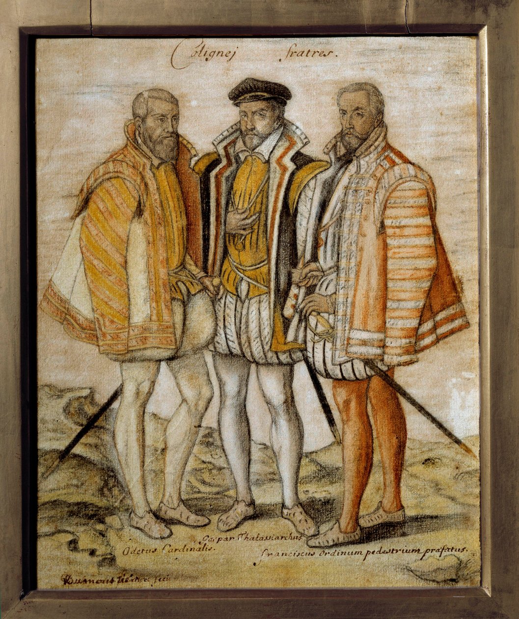 صورة للأخوة الثلاثة كوليجني (أوديت (1517-1571) ، غاسبار (1519-1572) وفرانسوا). رسم مجهول. الشمس 0،26 × 0،21 م شانتيلي ، متحف كوندي بواسطة المدرسة الفرنسية