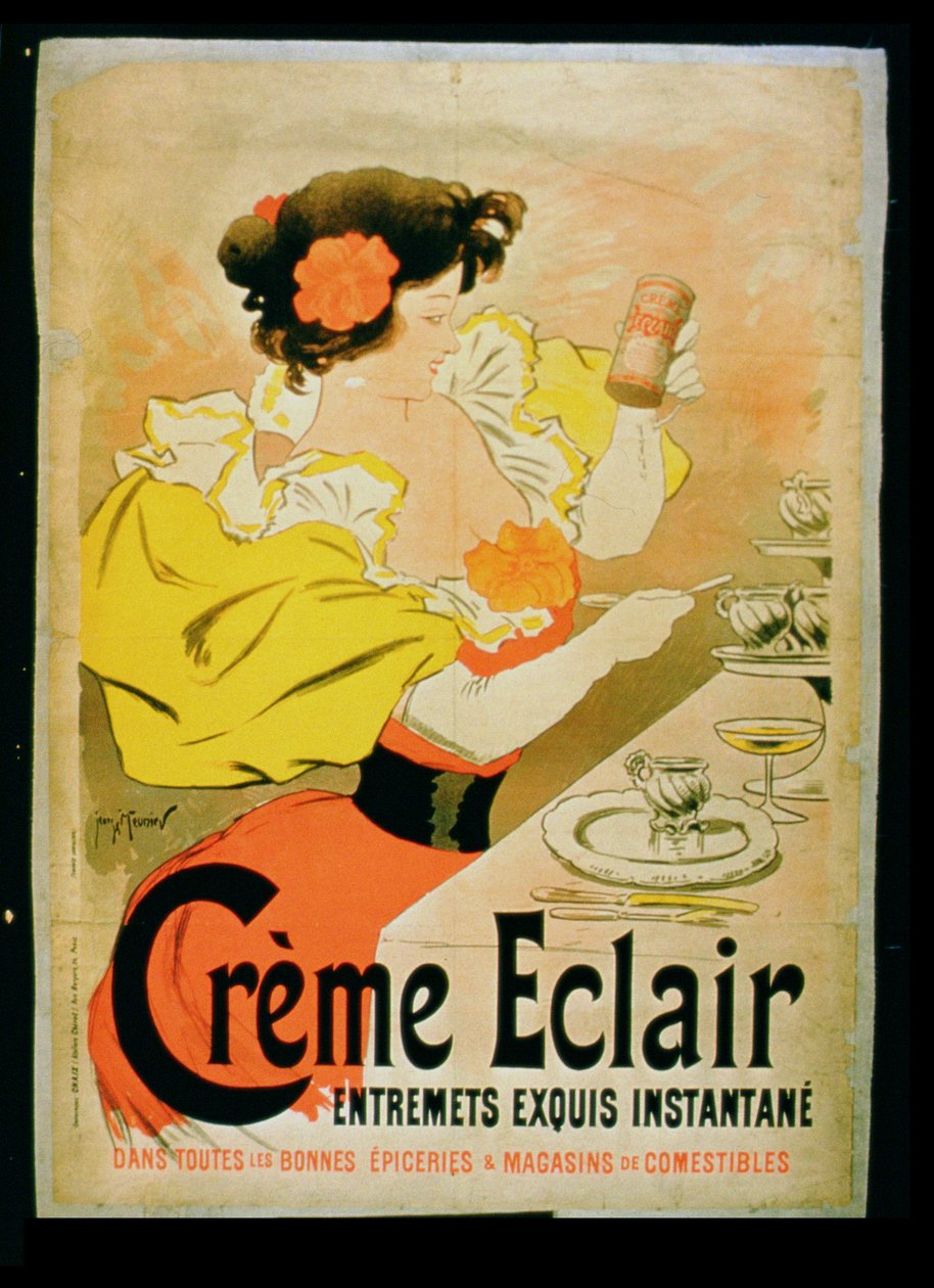 الإعلان عن الملصقات Creme Eclair Instant Dessert بواسطة المدرسة الفرنسية
