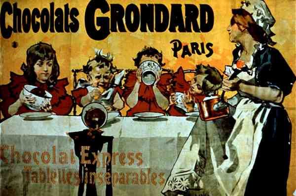إعلان ملصق "Grondard Chocolates" ، باريس (لون ليثو) بواسطة المدرسة الفرنسية