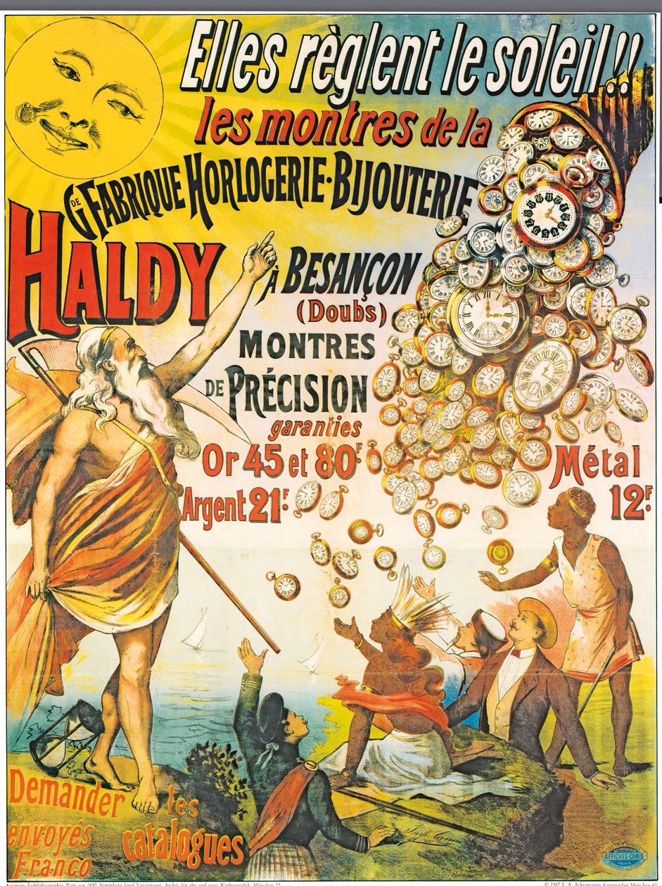 الإعلان عن الملصقات Horlogerie-Bijouterie Haldy ، قبل عام 1890 بواسطة المدرسة الفرنسية