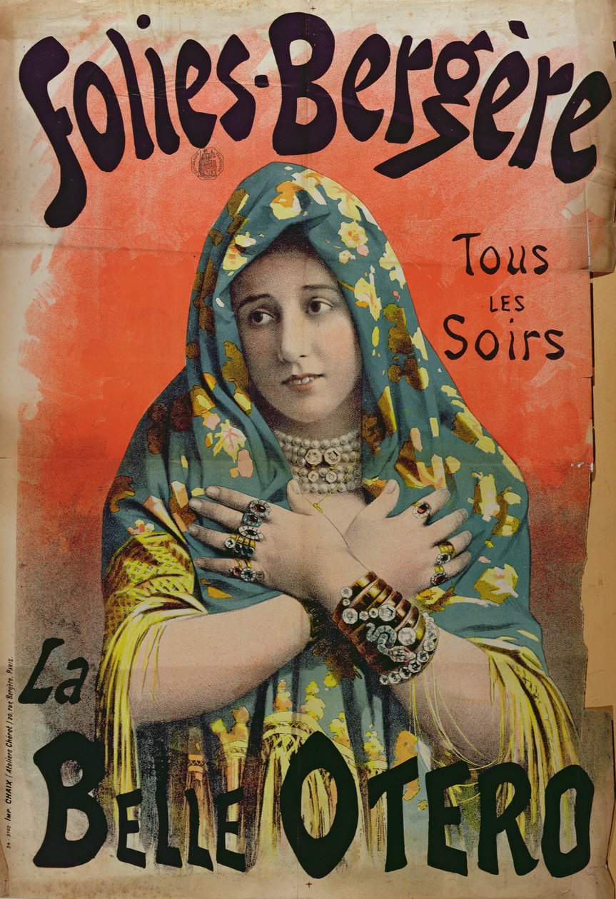 إعلانات الملصقات La Belle Otero at the Folies Bergere ، c.1892-94 بواسطة المدرسة الفرنسية