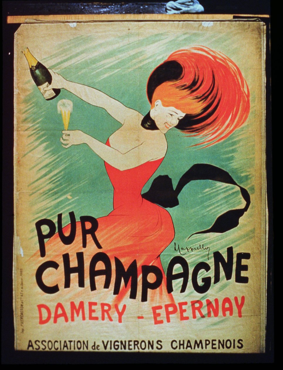 الإعلان عن ملصق Pur Champagne ، من Damery ، Epernay بواسطة المدرسة الفرنسية