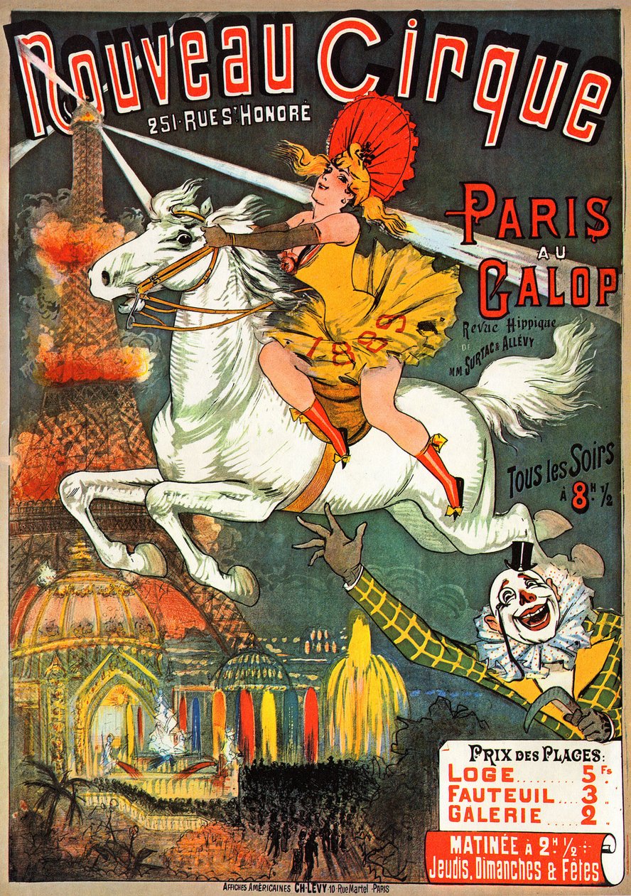 Poster for an equestrian magazine at the “" Nouveau Cirque "” on rue saint Honore in Paris بواسطة المدرسة الفرنسية