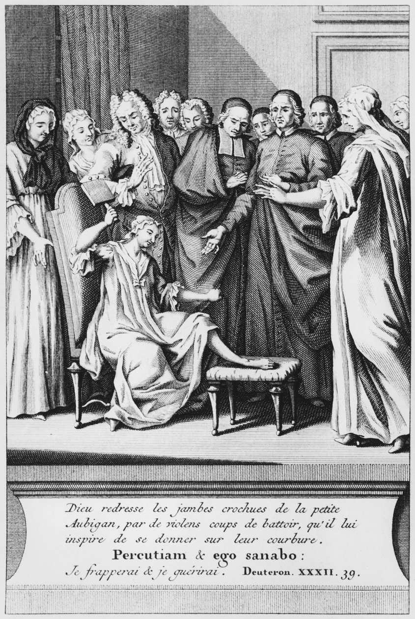 ممارسة المساعدة والشفاء المعجزي لأوبيجان ، التوضيح من La verite des miracles de M. de Paris ... بقلم لويس باسيل كاريه دي مونتجيرون (1686-1754) 1737 بواسطة المدرسة الفرنسية