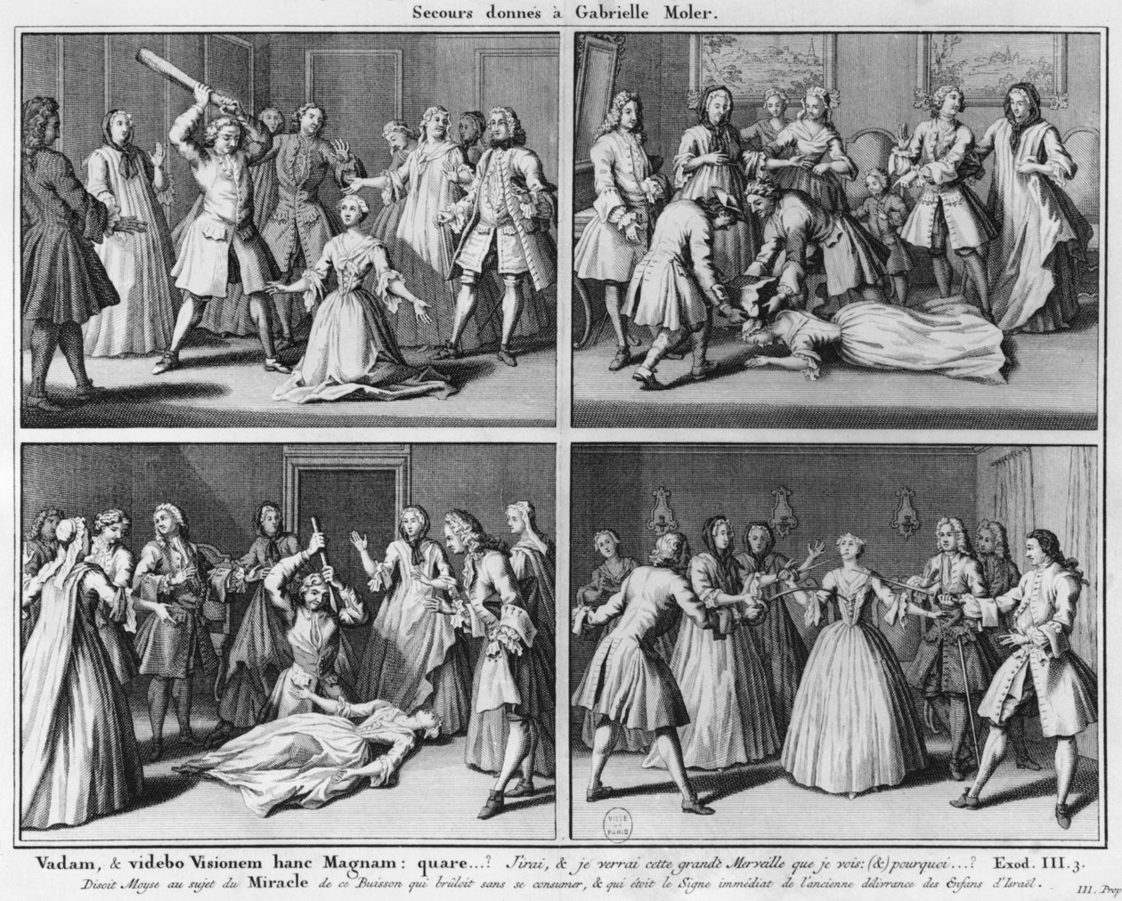 ممارسة المساعدة لغابرييل مولر ، التوضيح من La verite des miracles de M. de Paris ... بقلم لويس باسيلي كاريه دي مونتجيرون (1686-1754) 1747 ، كولونيا بواسطة المدرسة الفرنسية