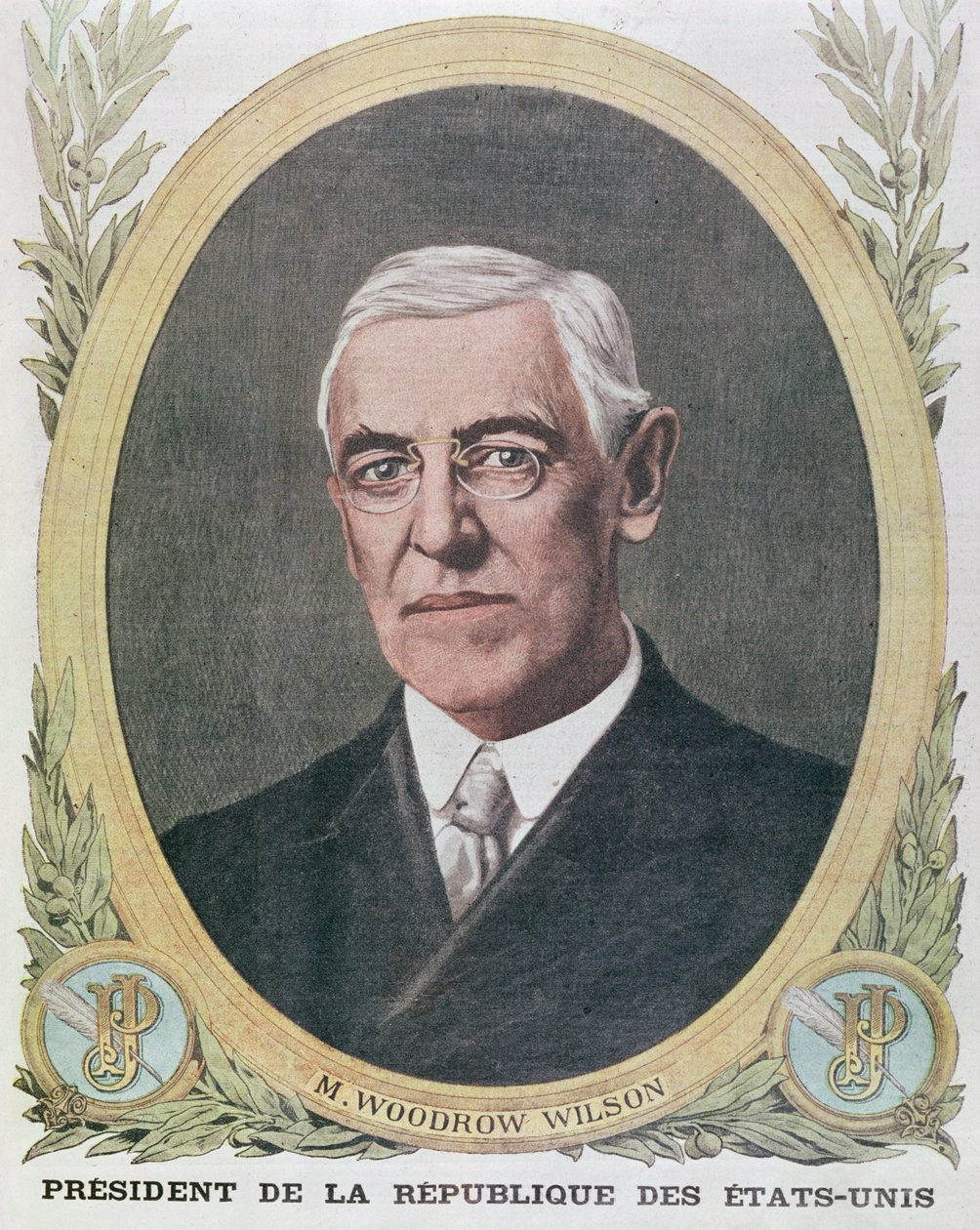 الرئيس وودرو ويلسون (1856-1924) ، توضيح من لو بيتيت جورنال 1917 بواسطة المدرسة الفرنسية