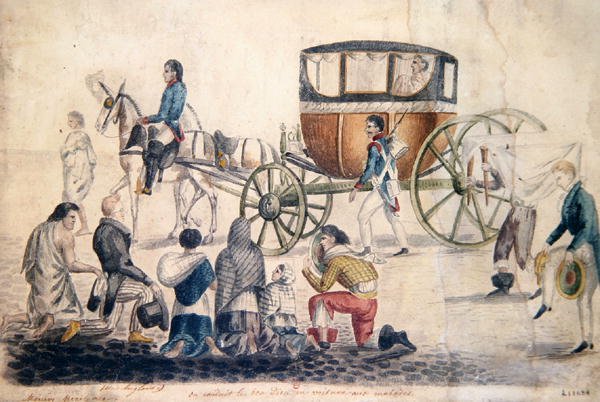 الكاهن يأخذ القربان المقدس للمرضى والمحتضرين ، حوالي 1850 (جواش على ورق) بواسطة المدرسة الفرنسية