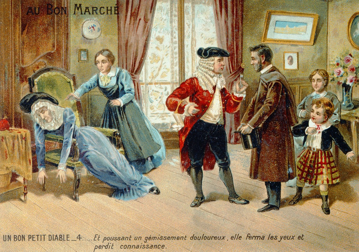 الإعلان بالبطاقة الترويجية Le Bon Petit Diable بواسطة Comtesse de Segur ، أواخر القرن التاسع عشر بواسطة المدرسة الفرنسية