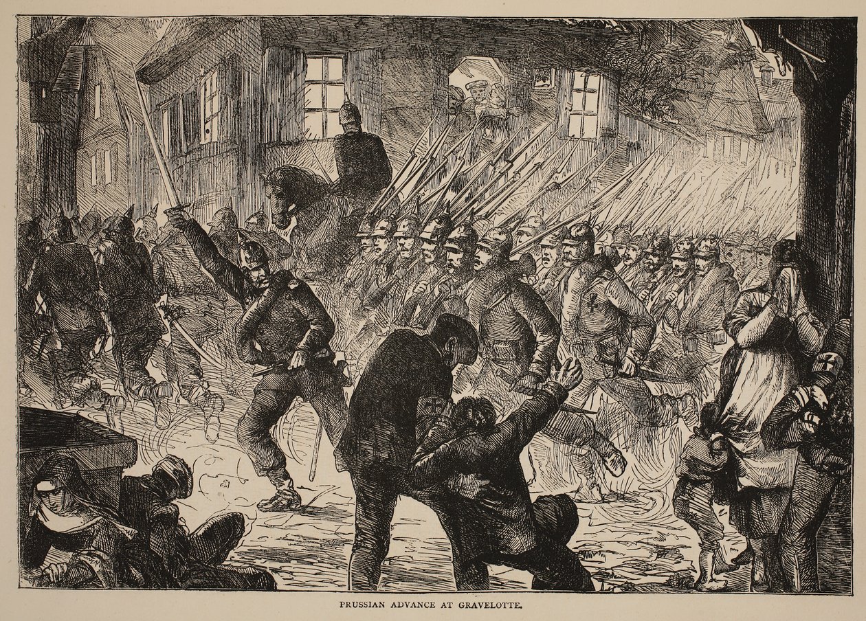 تقدم بروسي في Gravelotte ، توضيح من تاريخ كاسيلز للحرب بين فرنسا وألمانيا ، 1870-1871 بواسطة المدرسة الفرنسية