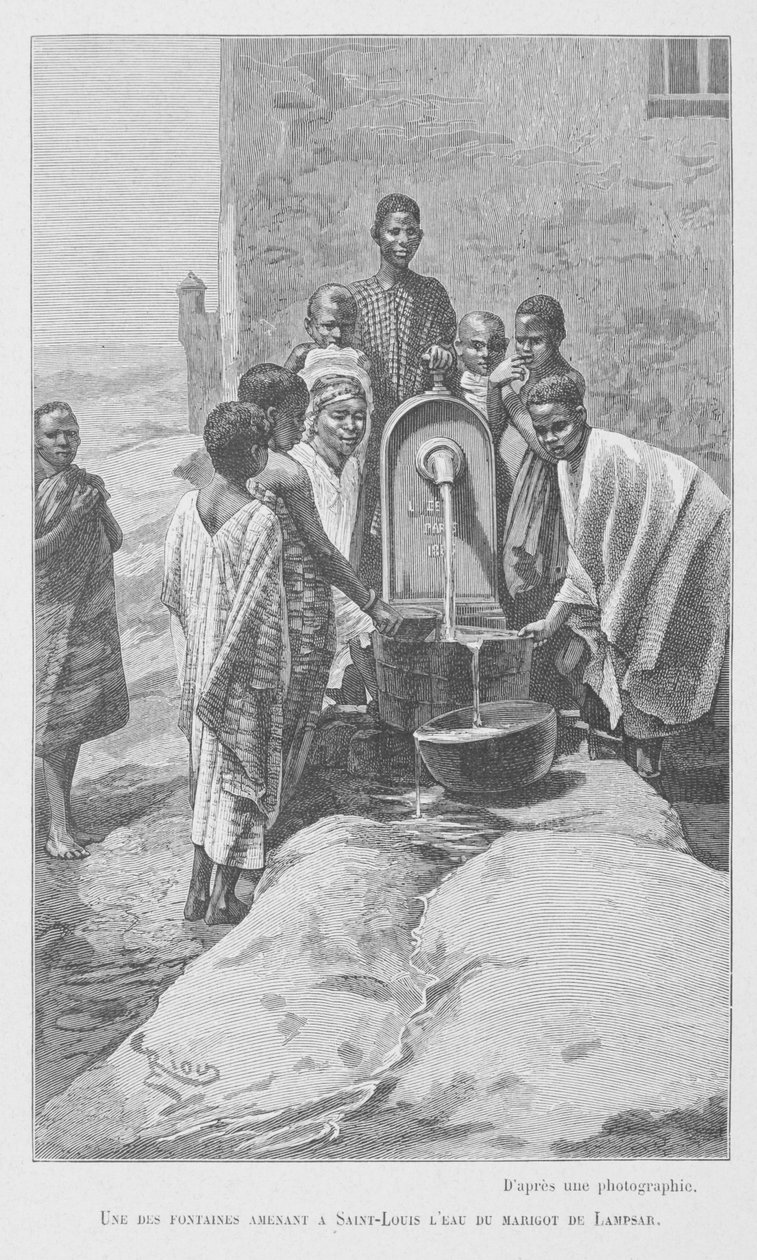 نافورة عامة في السنغال ، رسم إيضاحي من "لو السنغال ..." بواسطة لويس ليون فيدرب ، 1889 بواسطة المدرسة الفرنسية