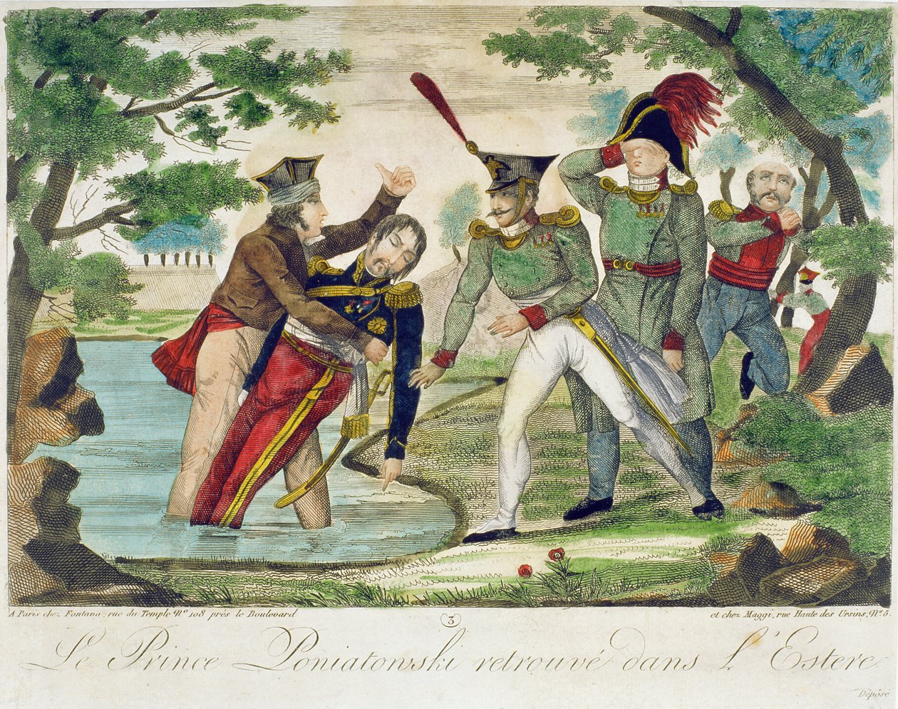 سحب الأمير جوزيف بونياتوفسكي (1763-1813) من نهر إلستيرا ، 1813 بواسطة المدرسة الفرنسية