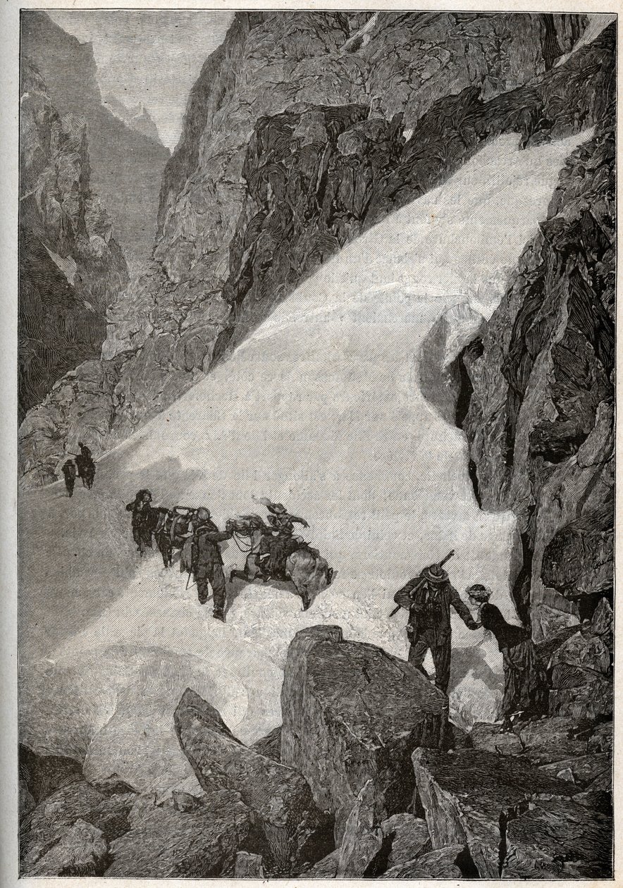 البيرينيه - صعود Pic du Midi - نقش في "" PATRIE - الوصف PIQUE DE LA FRANCE EN 6 VOLUES BY LUCIEN HUARD - نهاية القرن التاسع عشر بواسطة المدرسة الفرنسية