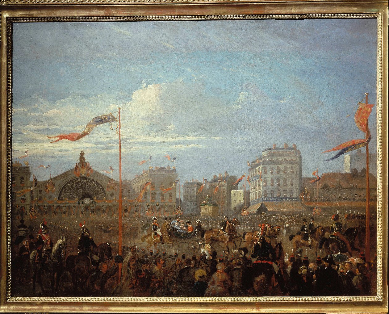 الملكة فيكتوريا (1819-1901) عند وصولها إلى محطة Gare de l'Est بواسطة المدرسة الفرنسية