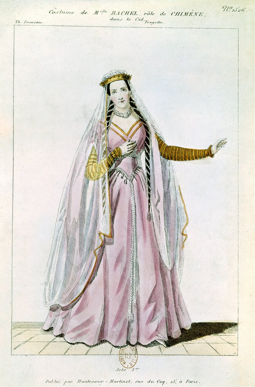 راشيل في دور Chimene في "Le Cid" بواسطة Pierre Corneille (1606-84) طبعها Hautecoeur-Martinet بواسطة المدرسة الفرنسية