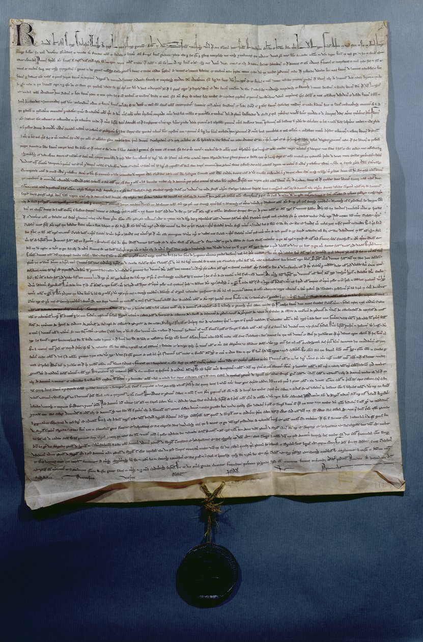 تصديق ريموند السابع (1197-1249) كونت تولوز لمعاهدة مو ، c.1229 بواسطة المدرسة الفرنسية