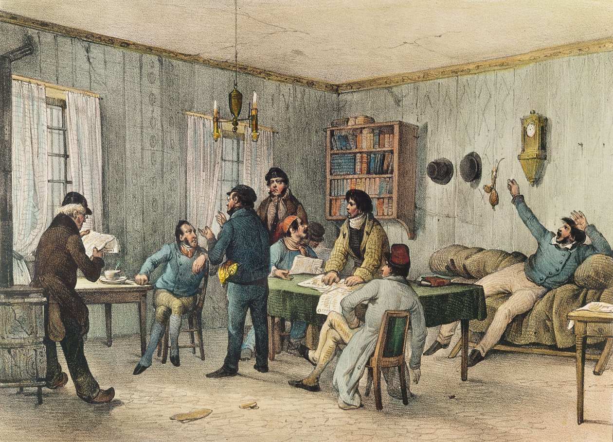 غرفة القراءة في سجن سانت بيلاجي ، باريس ، ج. 1840 بواسطة المدرسة الفرنسية