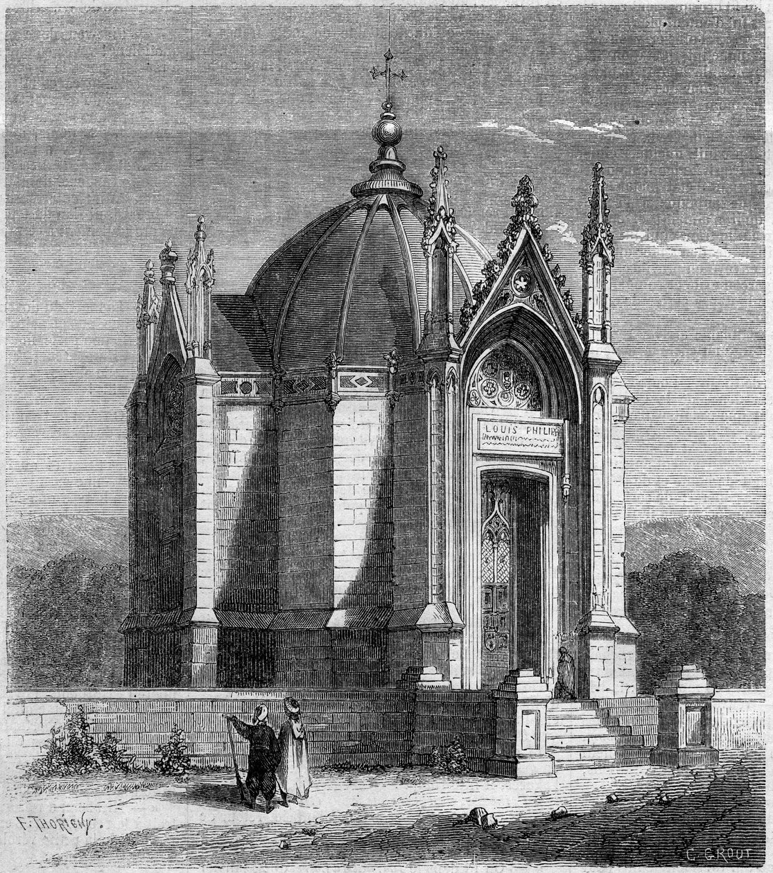 العمارة الدينية: منظر خارجي لمصلى القديس لويس (1842) ، قرطاج ، تونس بواسطة المدرسة الفرنسية