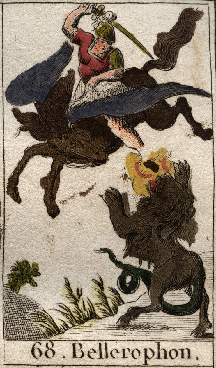تمثيل Bellerophon ، ركوب Pegase ، قتل chimere (تمثيل Bellerophon ، على Pegasus ، طعن الوهم). من "أساطير الشباب" بيير بلانشارد 1803. بواسطة المدرسة الفرنسية