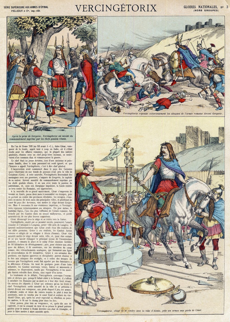 تمثيل فرسن جتريكس (حوالي 80 - 46 قبل الميلاد) محارب وزعيم غالي لقبيلة آرفرن التي اختارها شعبه لقيادة الحرب ضد الرومان "(صورة فرسن جتريكس (82 قبل الميلاد - 46 قبل الميلاد) زعيم قبيلة أرفيرني ، اختارها قومه ليقفزوا بواسطة المدرسة الفرنسية