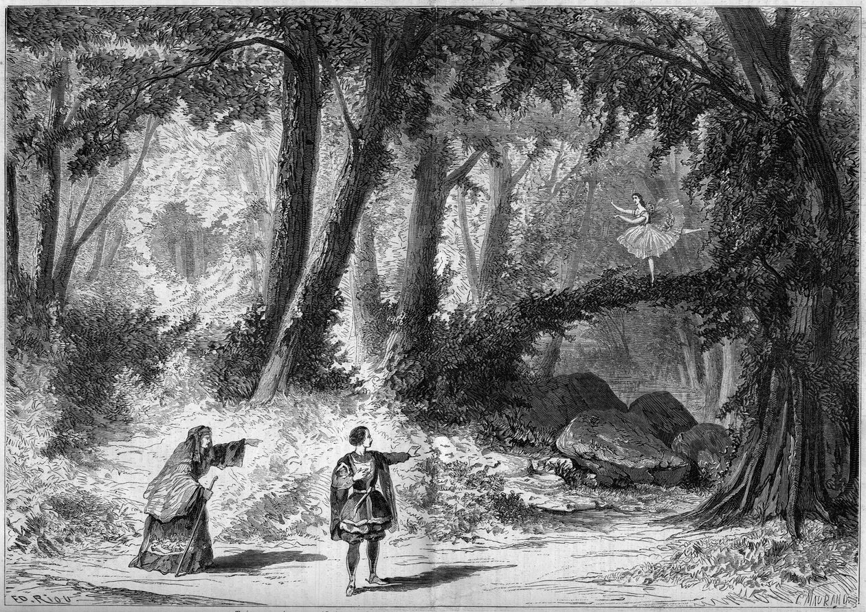 تمثيل الباليه: سينوغرافيا الفصل الأول ، المشهد الثاني من "The Papillon" لجاك أوفنباخ (1819-1880). ديكور Desplechin. باريس ، المسرح الإمبراطوري للأوبرا بواسطة المدرسة الفرنسية