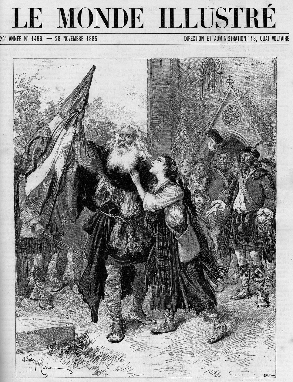 تمثيل الدراما في خمسة أعمال "Les Jacobites" لفرانسوا كوبي (1842-1908) في مسرح دي لوديون ، في باريس. في "The Illustrous World" بواسطة المدرسة الفرنسية