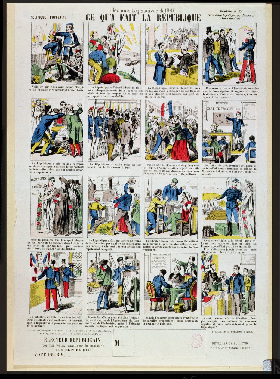 الدعاية الجمهورية لدعم تأسيس الجمهورية الثالثة ، ج 1881 (انظر أيضًا 162979 و 162980) بواسطة المدرسة الفرنسية