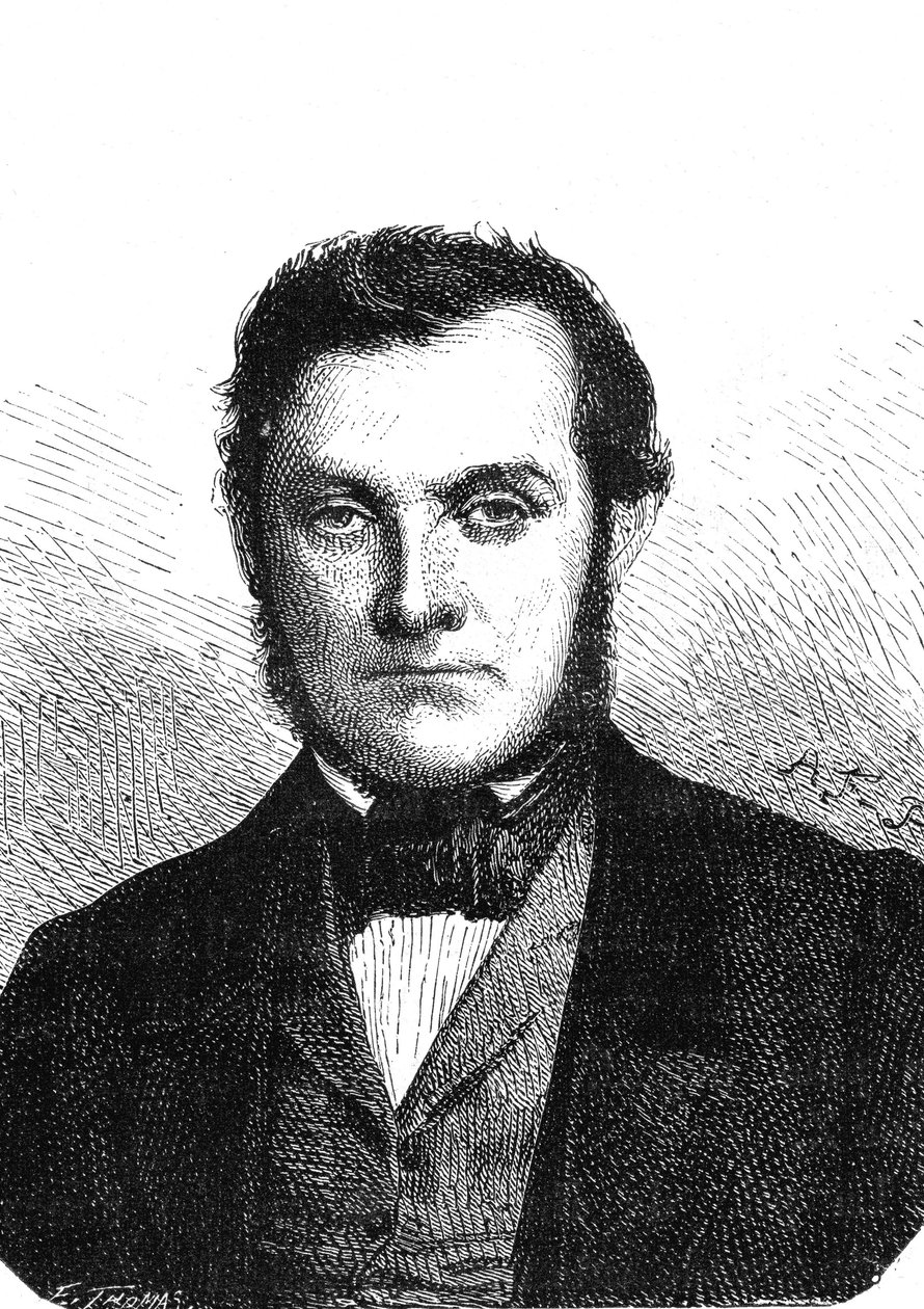 ريتشارد فيلهلم بنسن (1811-1899)، كيميائي ألماني اكتشف السيزيوم والروبيديوم. نقش 1867 بواسطة المدرسة الفرنسية