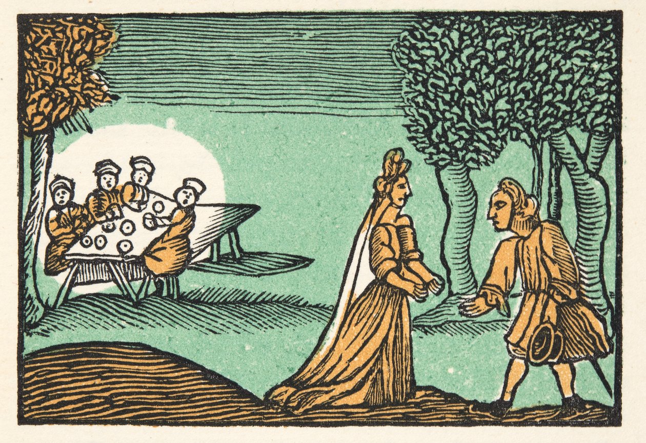 Riquet with Tuft ، من History or Tales of Past Times التي أخبرتها Mother Goose ، مع الأخلاق ، بواسطة M Perrault ، الحانة. 1925 (طباعة كتلة خشبية ملونة) بواسطة المدرسة الفرنسية