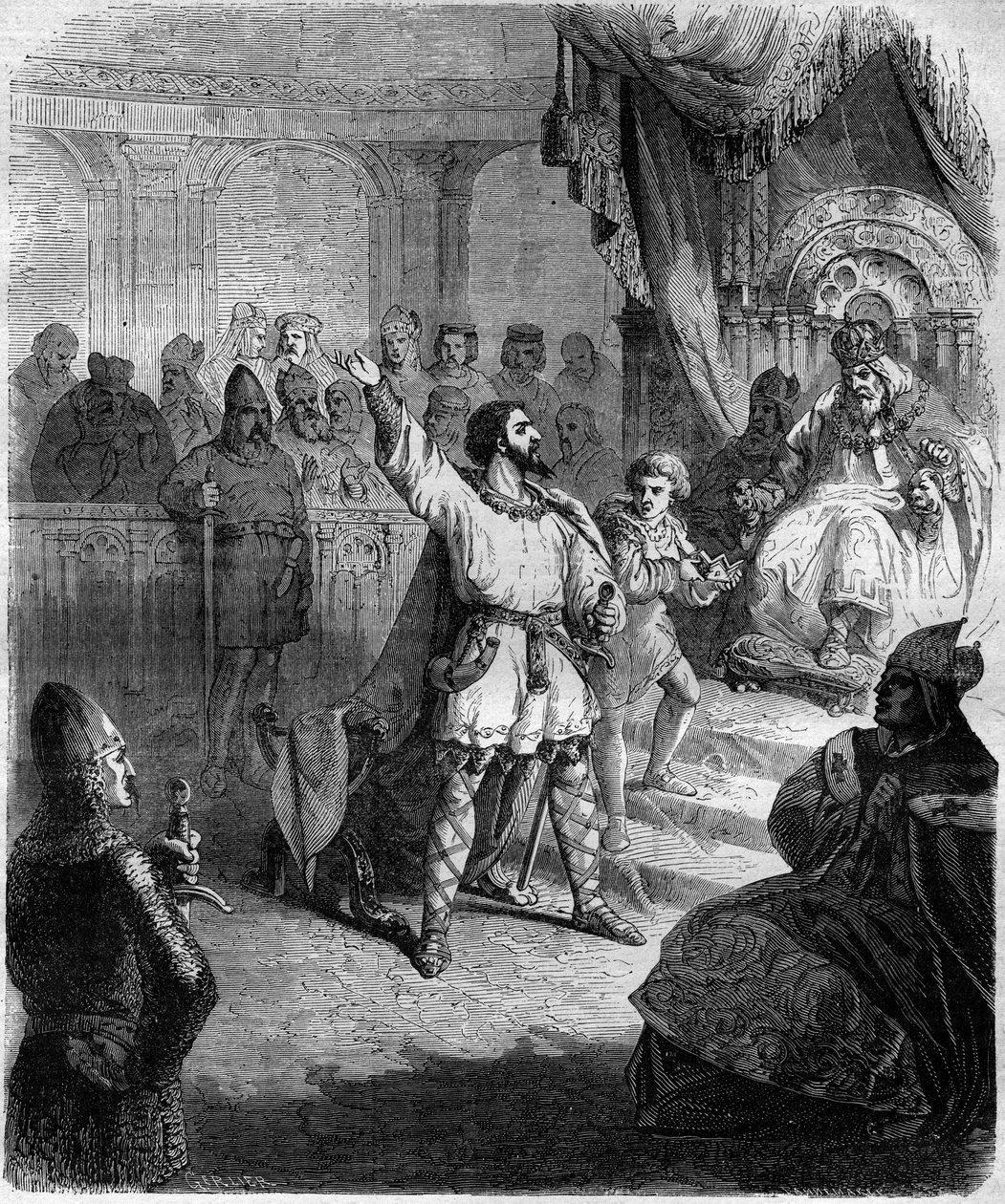 روبرت دي هوتفيل ديت جيسكارد (روبرتو دالتافيلا ، إيل جيسكاردو) أو أفيس (1015-1085) يعترف بنفسه باعتباره تابعًا للحصار المقدس. نقش في "Histoire des Papes-Rois-Queen and Empereurs عبر القرون" بقلم موريس لاتشاتر بواسطة المدرسة الفرنسية
