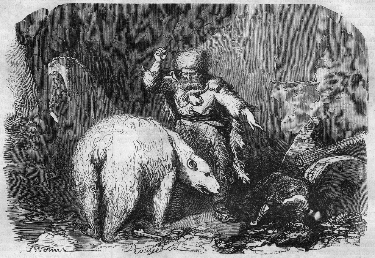 المسلسل الروماني: "هان آيسلندا" لفيكتور هوغو (1802-1885). نقش في "" Les bons romances "" بواسطة المدرسة الفرنسية