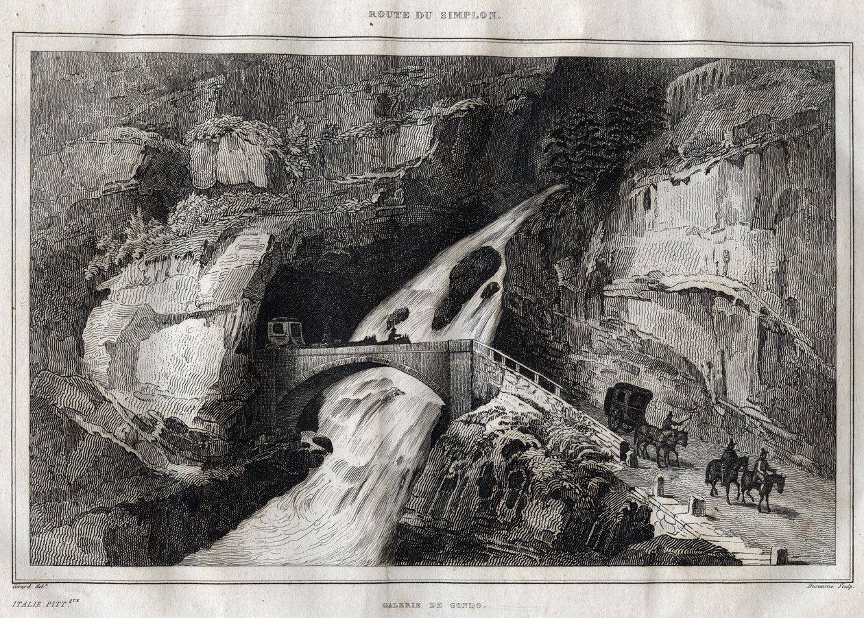 Route du Simplon - نقش من "" إيطاليا الخلابة "بقلم M. de Norvins، Ch. نودير 1834-1836. بواسطة المدرسة الفرنسية