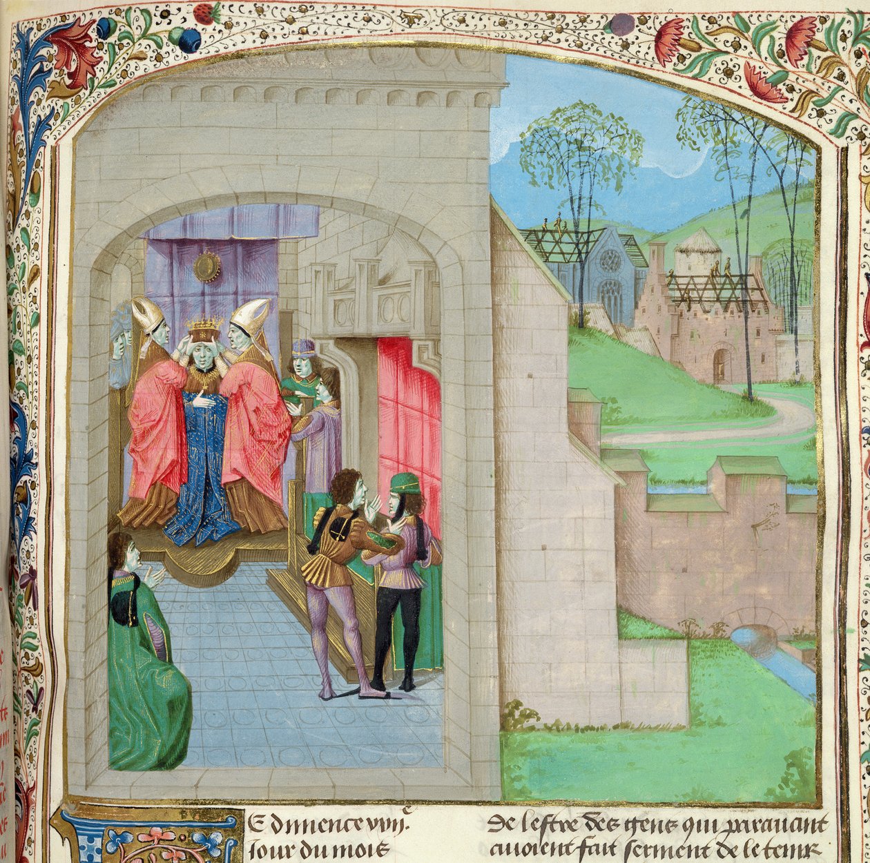 Roy 15 E IV f.236 تتويج ويليام الأول ، من سجلات إنجلترا القديمة ، المجلد الأول ، بواسطة جان باتارد دي وافرين ، حوالي 1470-80 (ورق) بواسطة المدرسة الفرنسية