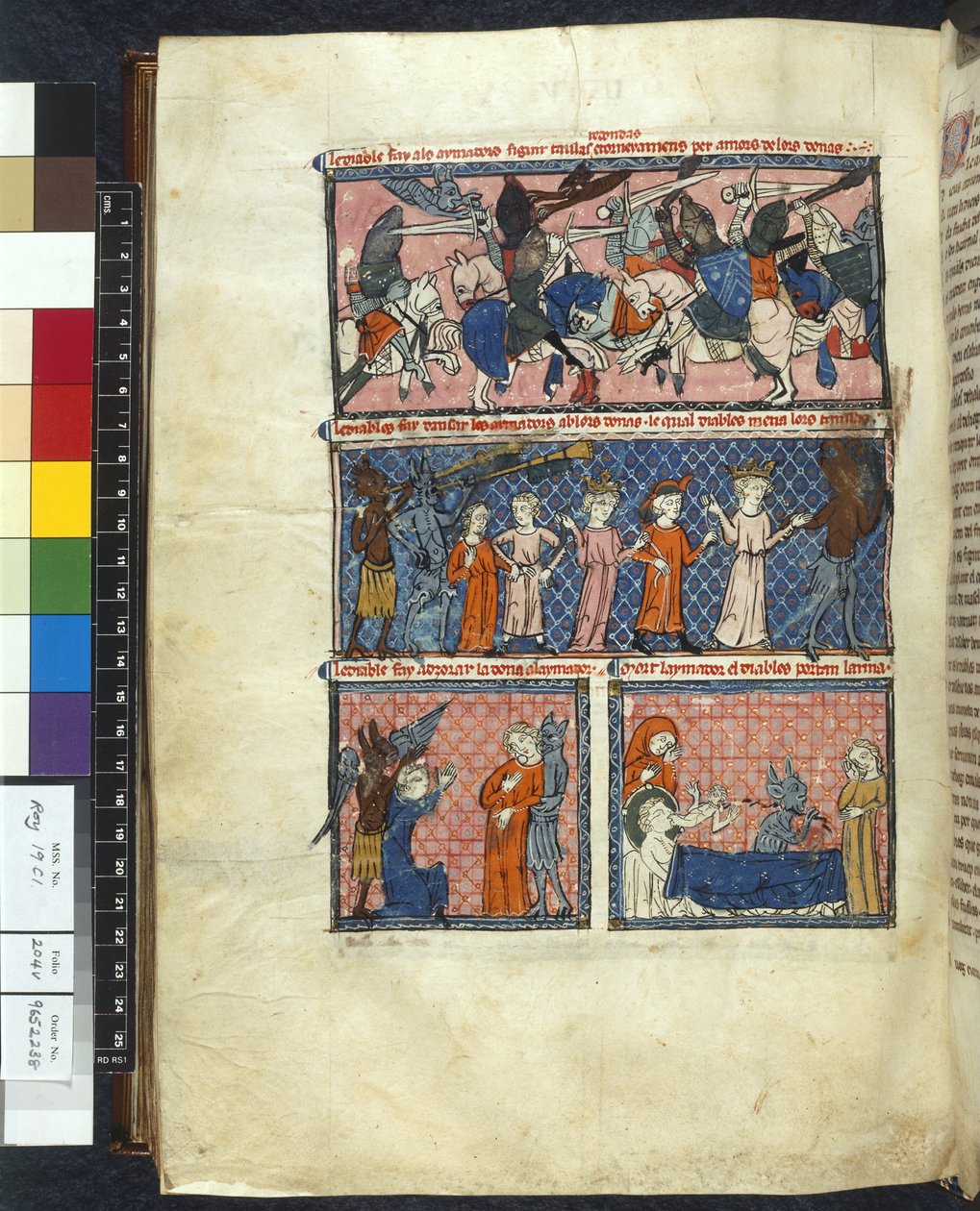 Royal 19 C. 1، f.204v Diabolic Temptations، Illustration من "Le Breviari d
