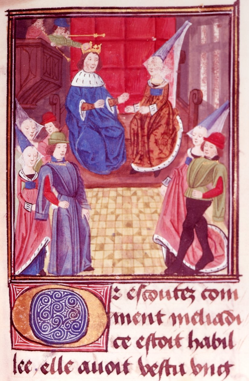 Royal 20 C.II fol.159 Cleriadus and Meliadice ، من Le rommant de Cleriadus et de Meliadice (رق) بواسطة المدرسة الفرنسية
