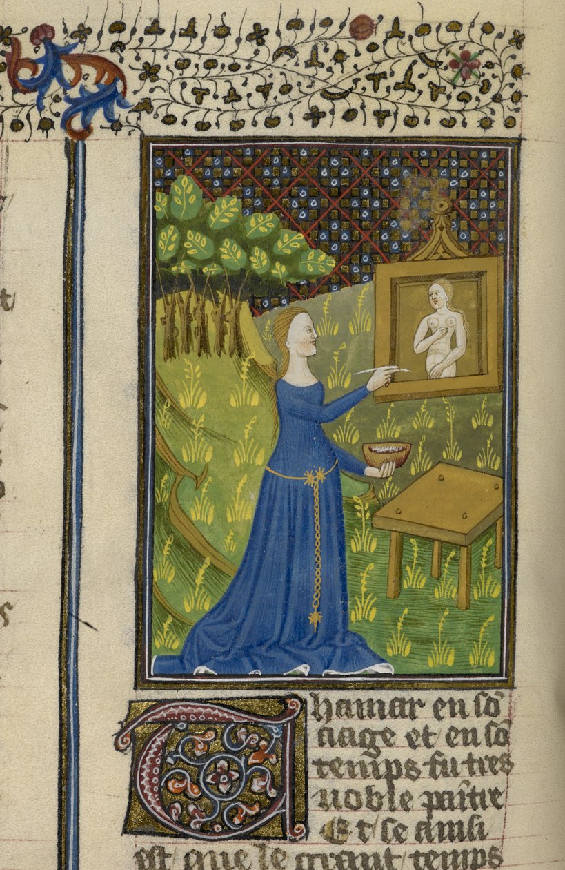 Royal MS 16 G V f.68v Thamar يرسم الإلهة ديانا ، من 