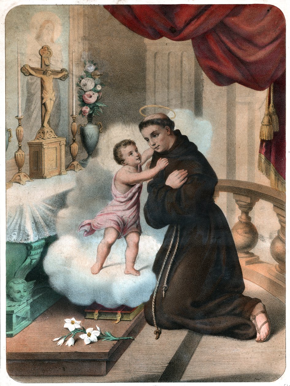 Saint Anthony of Padua. (Lithography, ca. 1850) بواسطة المدرسة الفرنسية